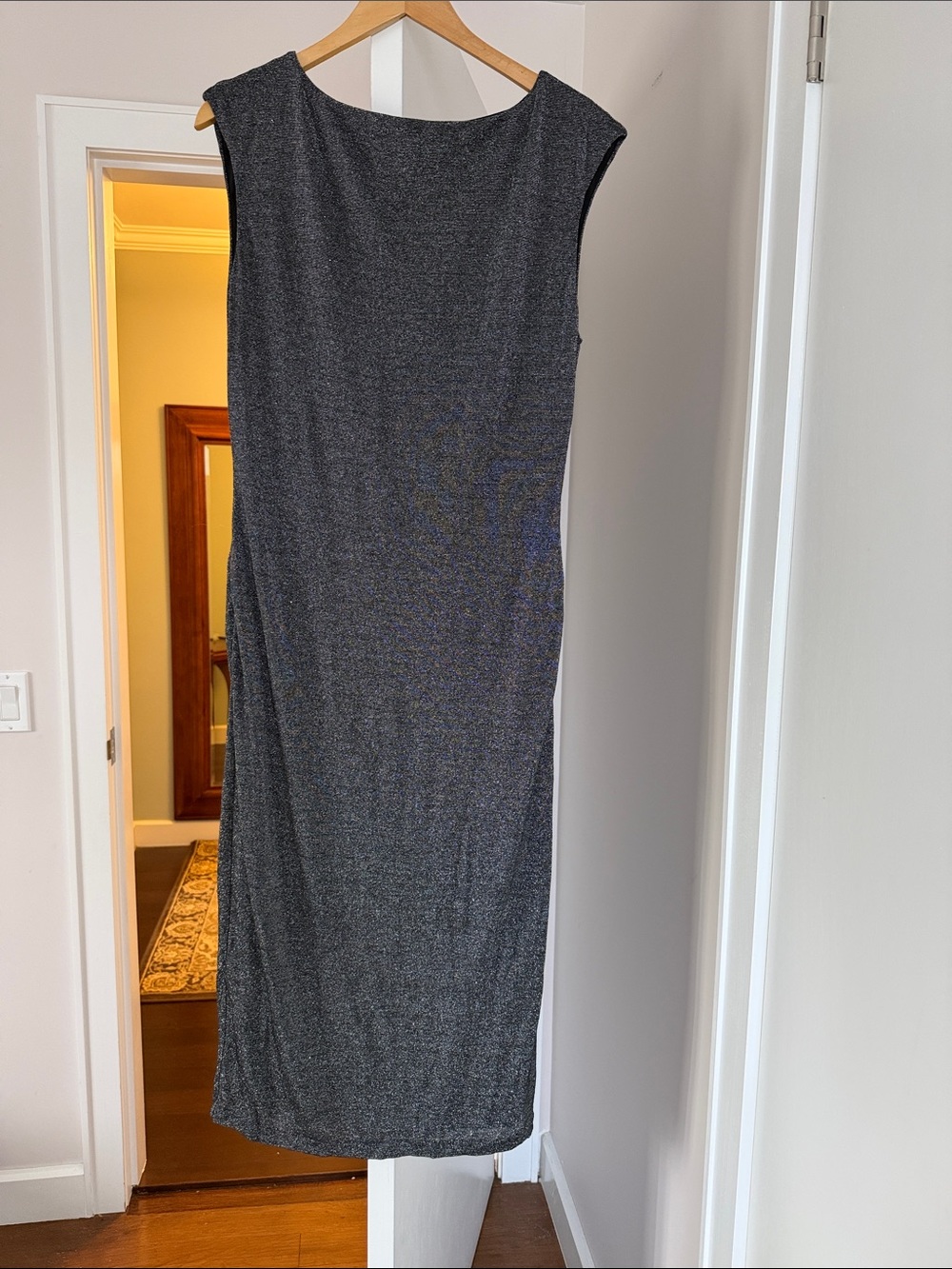 Ted Baker Metallic Gray Sleeveless Maxi Dress size 4